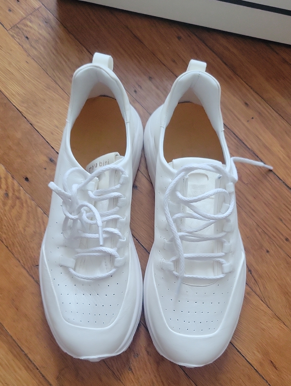 MARA BINI White Leather Lace-Up Sneakers